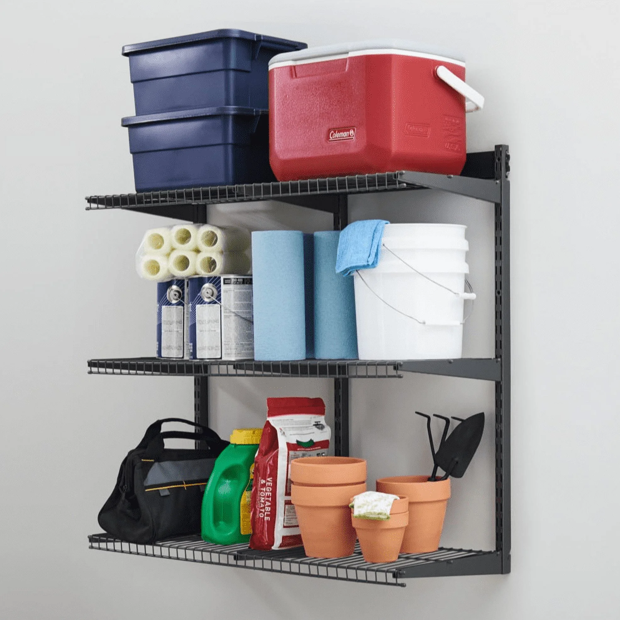Rubbermaid Garage FastTrack 36″ x 12″ Shelf Kit, 3-Shelves, Black