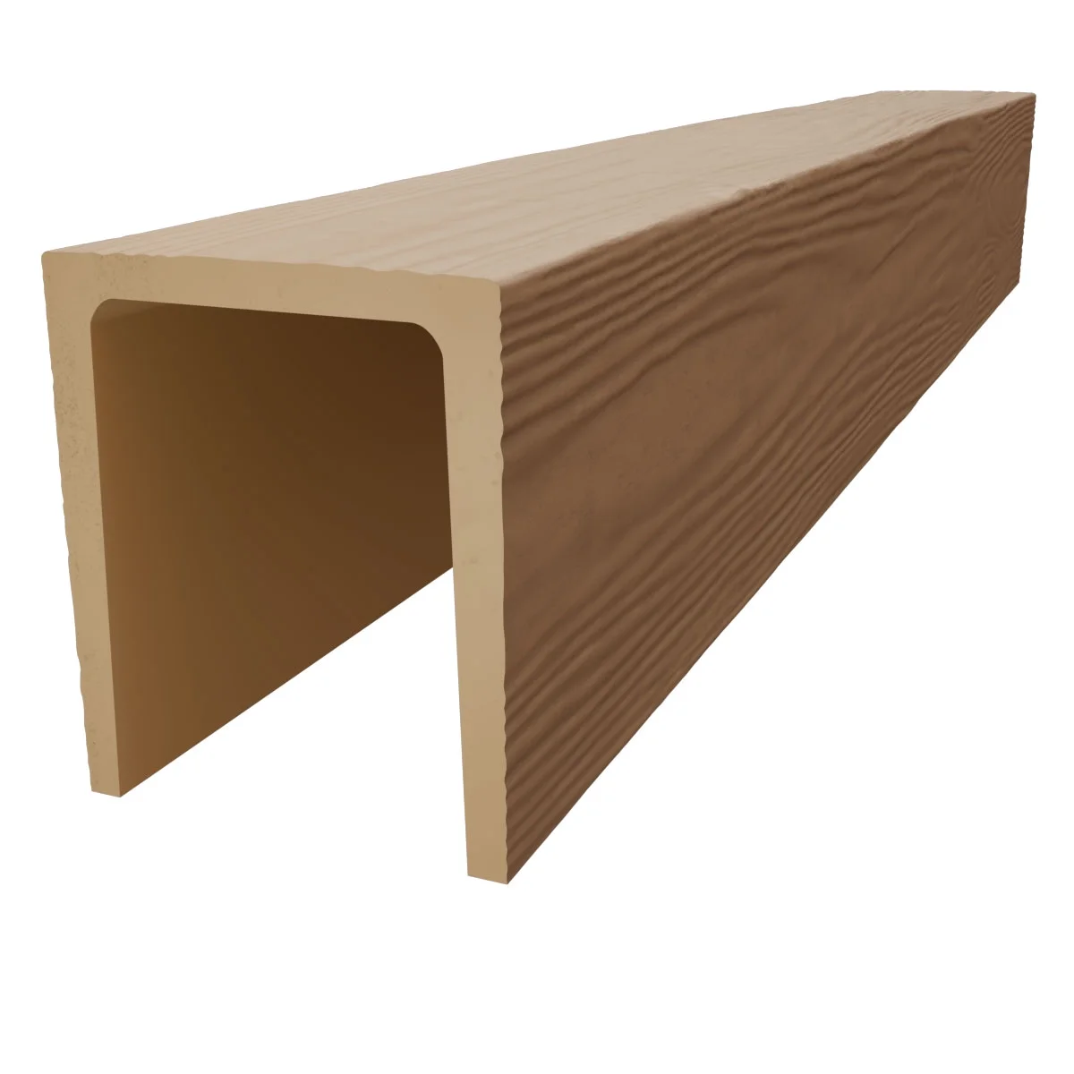 Ekena Millwork 3 1/2"W x 3 1/2"H x 120"L 3-Sided (U-Beam) Mena HeritageTimber Faux Wood Ceiling Beam, Kona Brown
