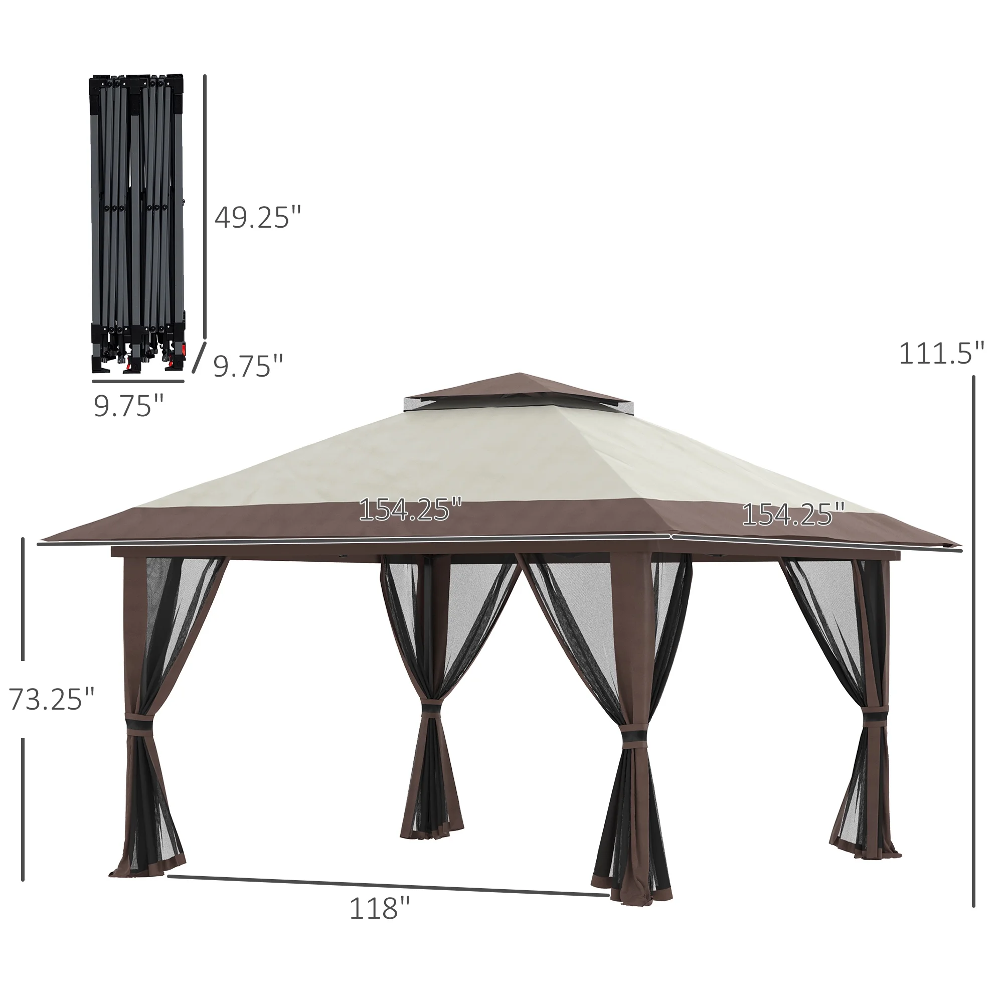 Outsunny 13ft x 13ft Beige Pop Up Outdoor Canopy, UV Resistant