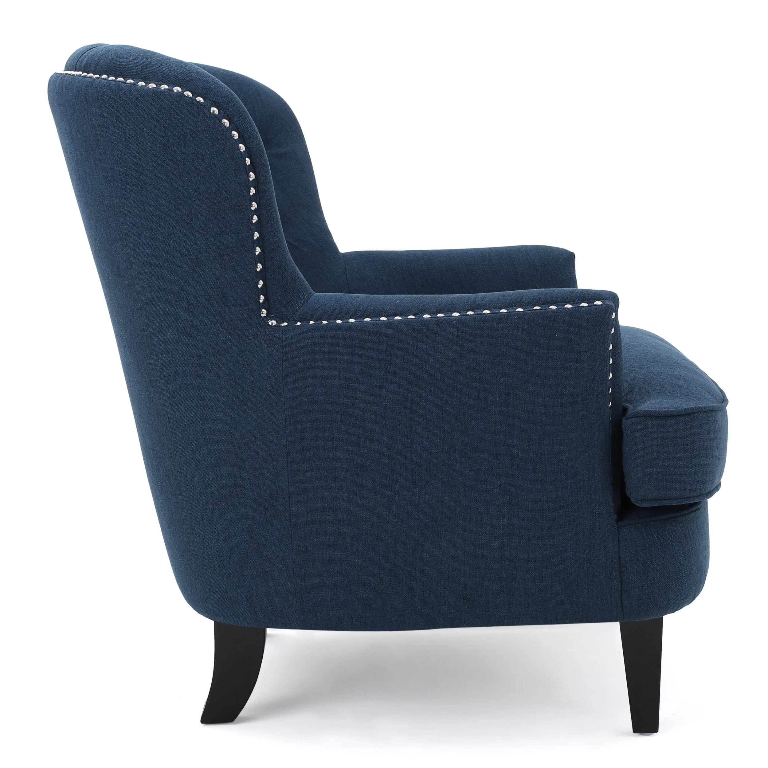 Noble House Tanner Tufted Fabric Club Accent Chair, Dark Blue