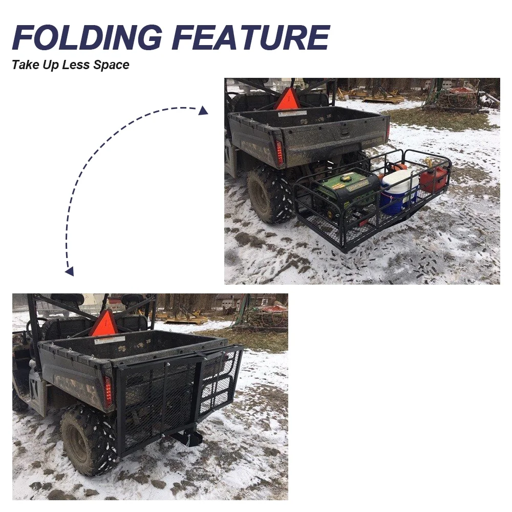 Kojem 500 Lbs Hitch Mount Cargo Carrier 60" x 24" x 14" Folding Cargo Rack Rear Luggage Basket Fits 2" Receiver for Car SUV Camping Traveling