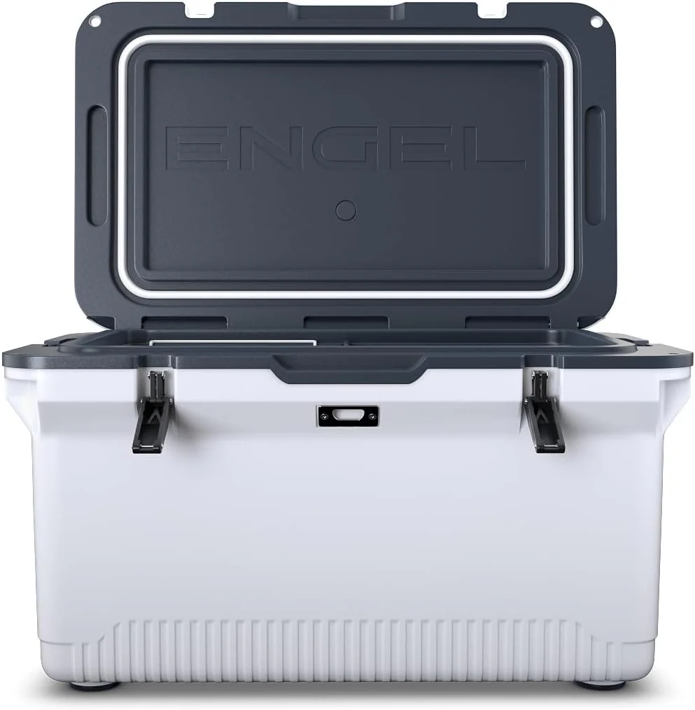 60 QT Ultra-Light Injection Molded Cooler - Ice Chest Keeps Ice up to 7 Days - Large Cooler Includes Wire Basket, Divider and Built-in Bottle Opener