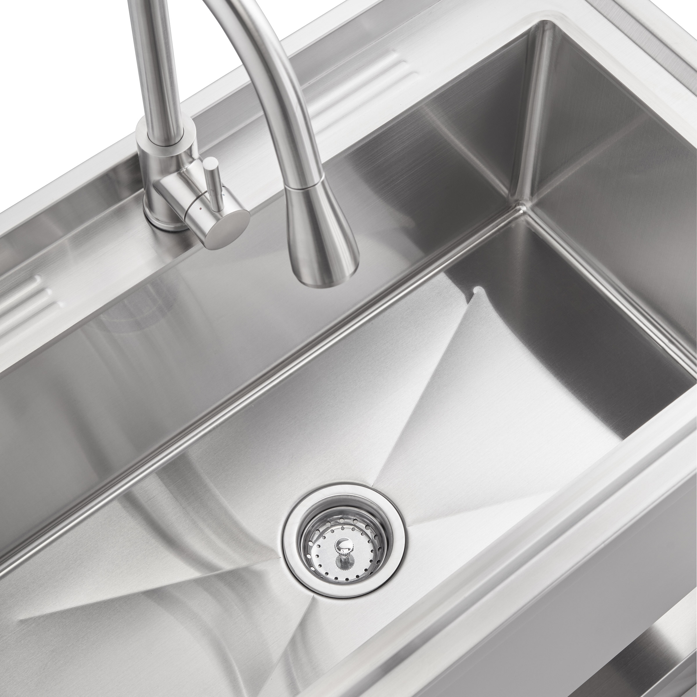TRINITY 30' x 14' Basin Stainless Steel Utility Sink with Pull-down Faucet
