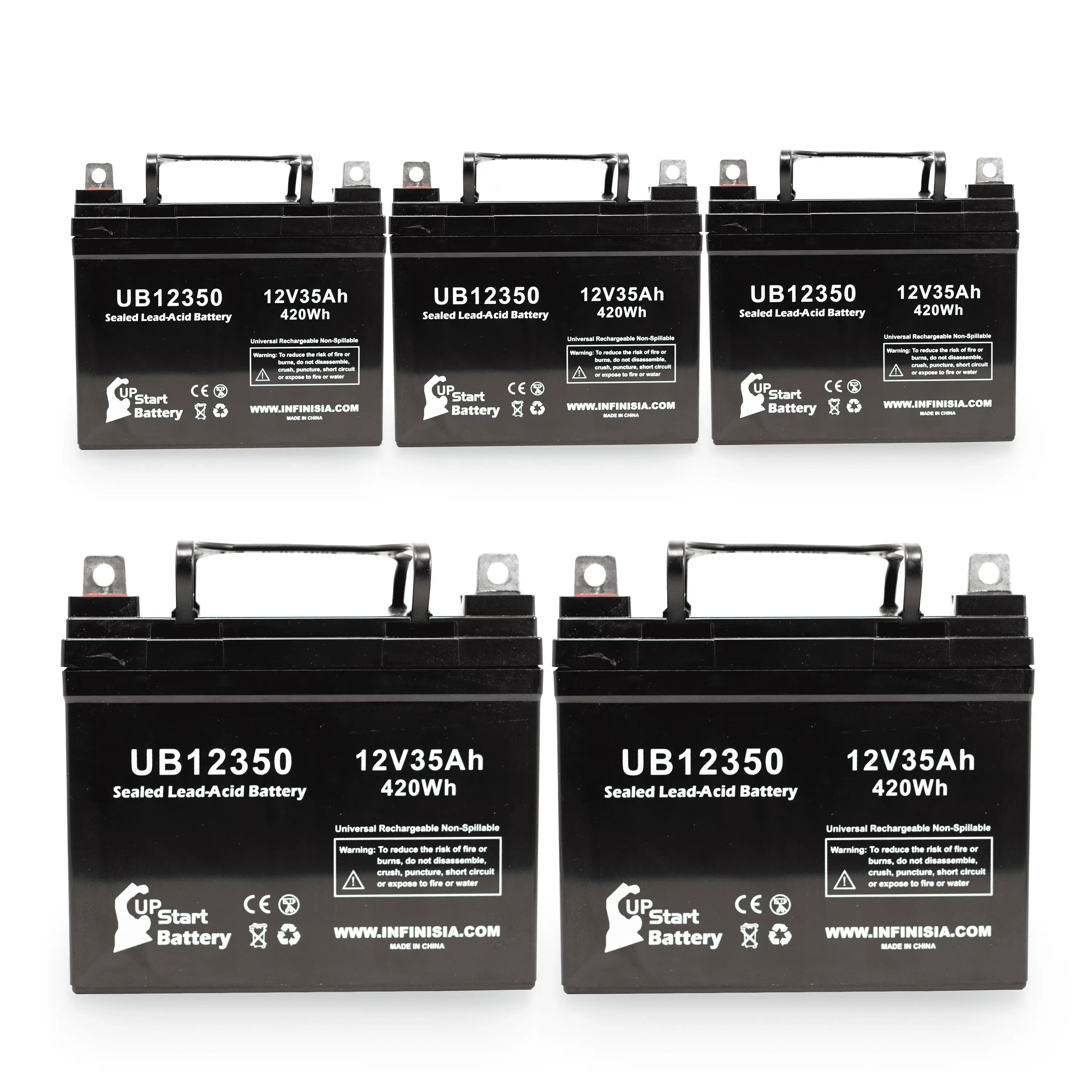 UpStart Battery Sealed Lead Acid Replacement Battery for Imc Heartway Escape H - UB12350, 12V 35Ah 35000mAh L1 Terminal, 5 Pack