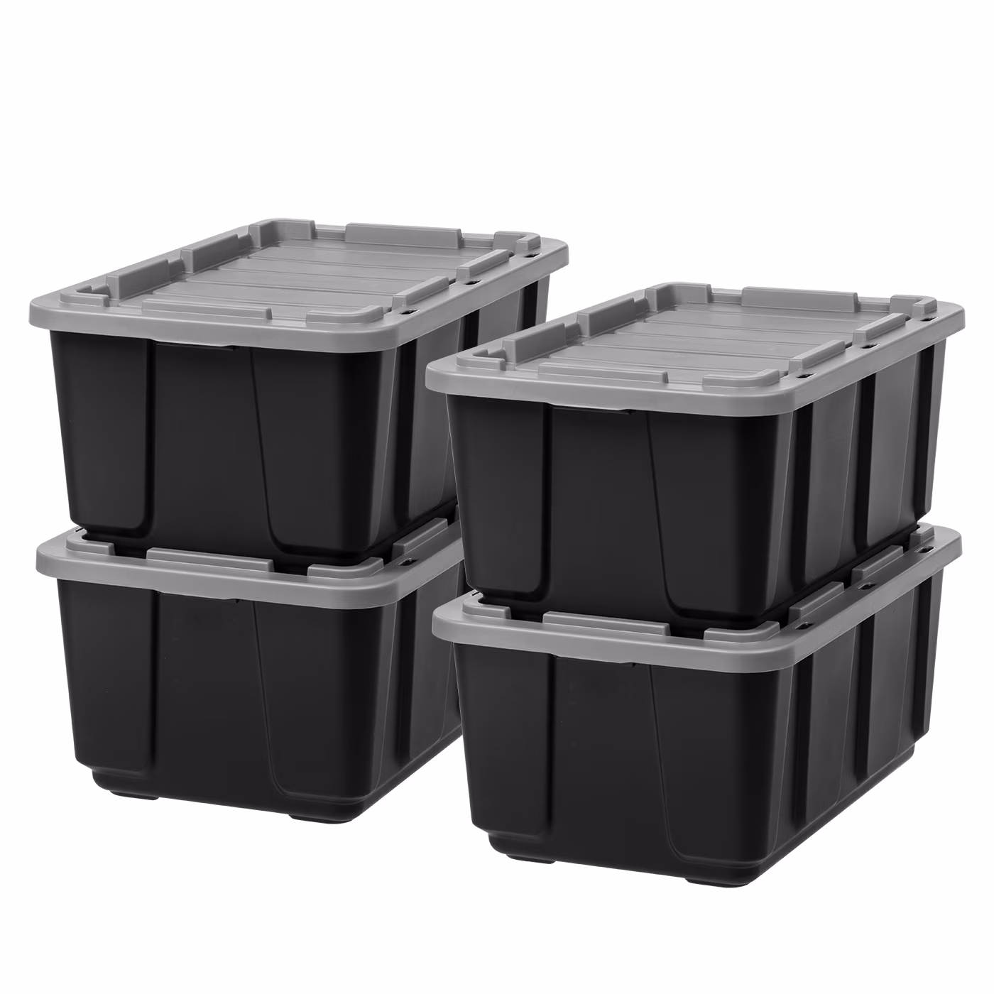IRIS USA 27Gal/108Qt 4 Pack Large All-Weather Heavy-Duty Stackable Storage Plastic Bin Tote Container with Quick Snap Lid, (30″ L x 20″ W x 14″ H)