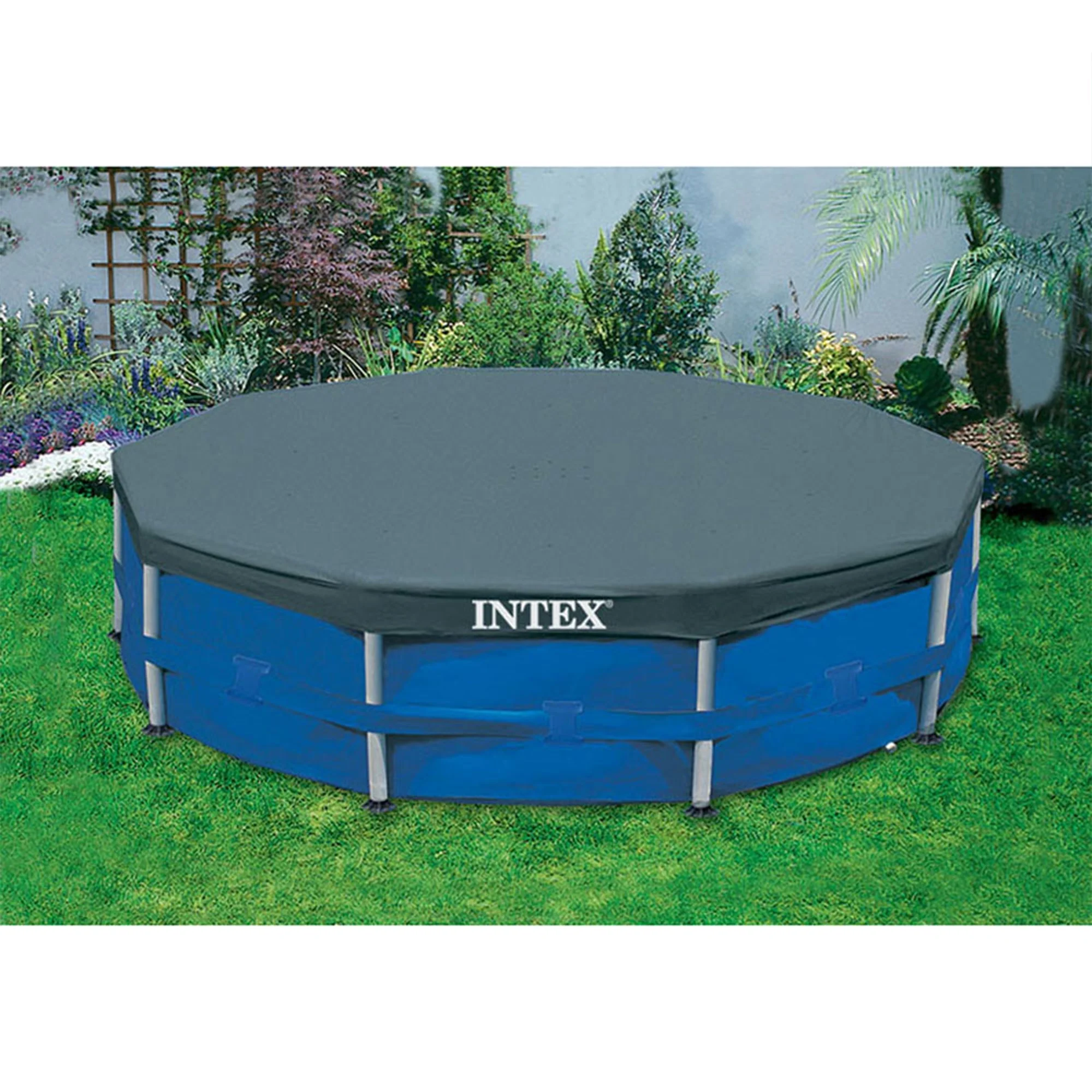 INTEX Metal Frame 10' x 30" Outdoor Swimming Pool with Filter Pump & Cover