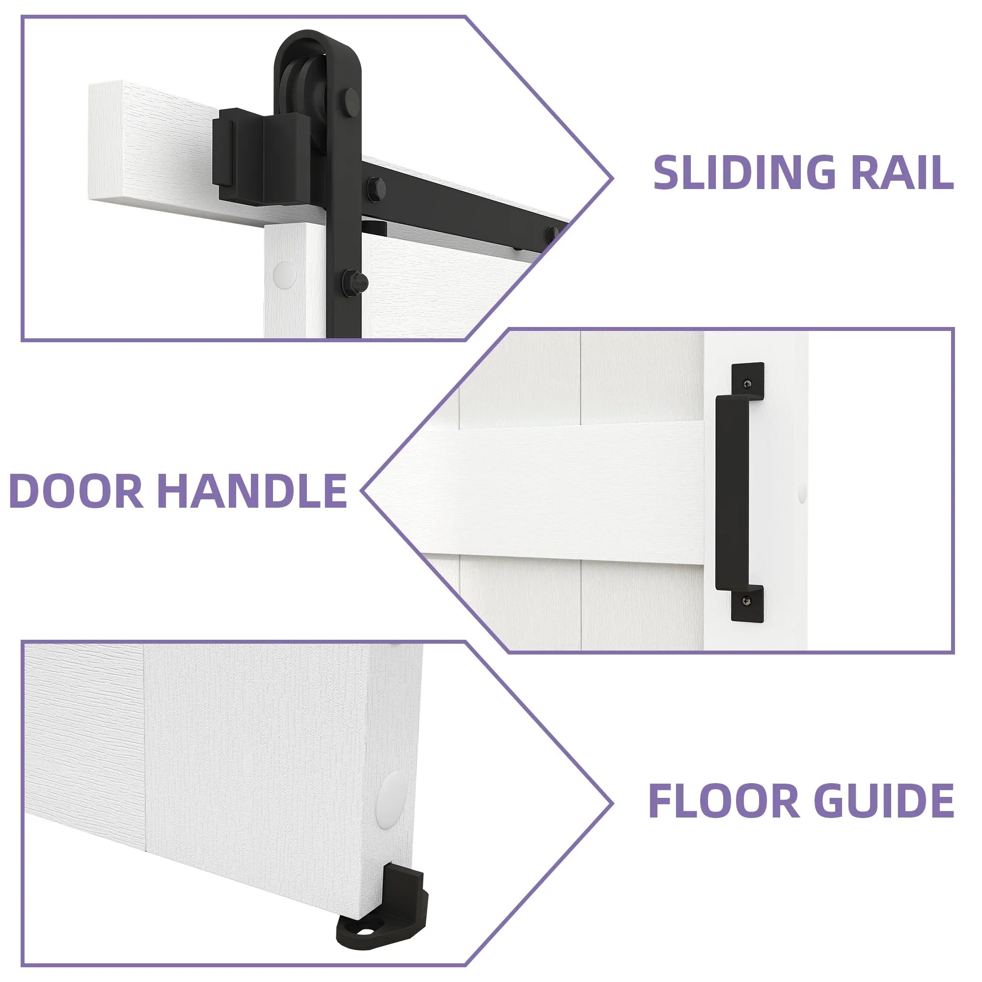 Uforic Sliding Barn Door With Hardware Kit, 48 x 84 in, Gray
