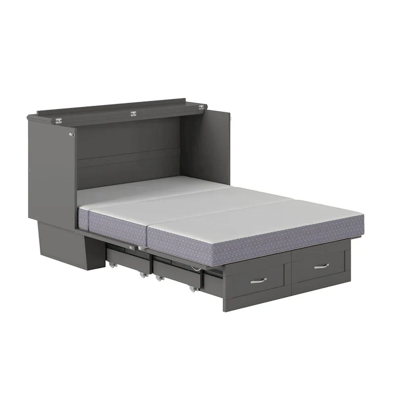 Monroe Full Murphy Bed Chest with 6 Memory Foam Mattress