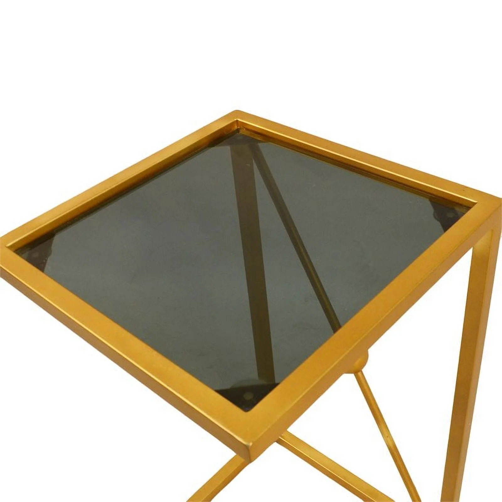 Carolina CC-1414BG-GLD Marlow C Table with X Base, Black & Gold