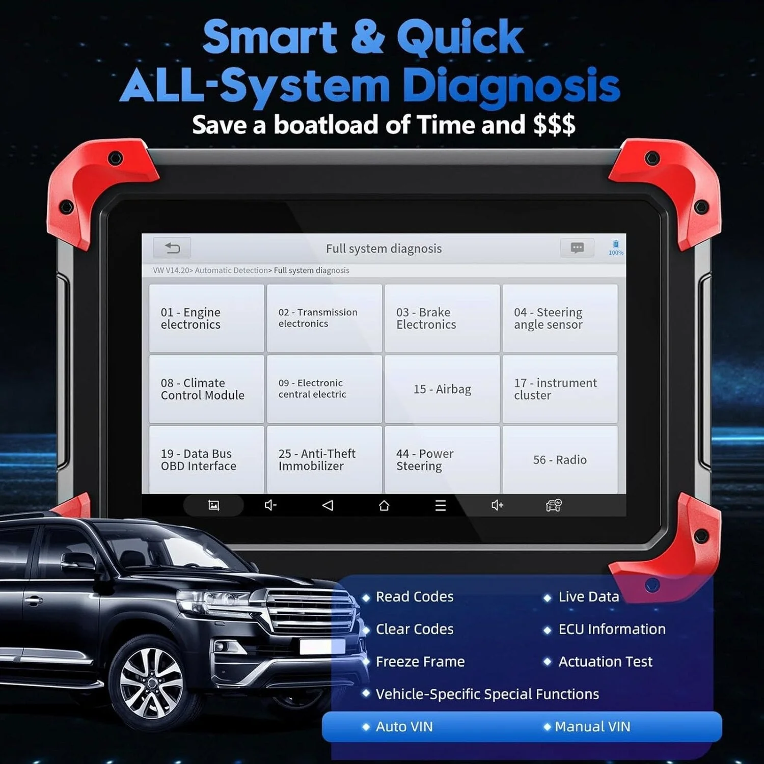 XTOOL Bidirectional Automotive Diagnostic Scanner With ECU Coding, Active Tests, Android 10 - D7