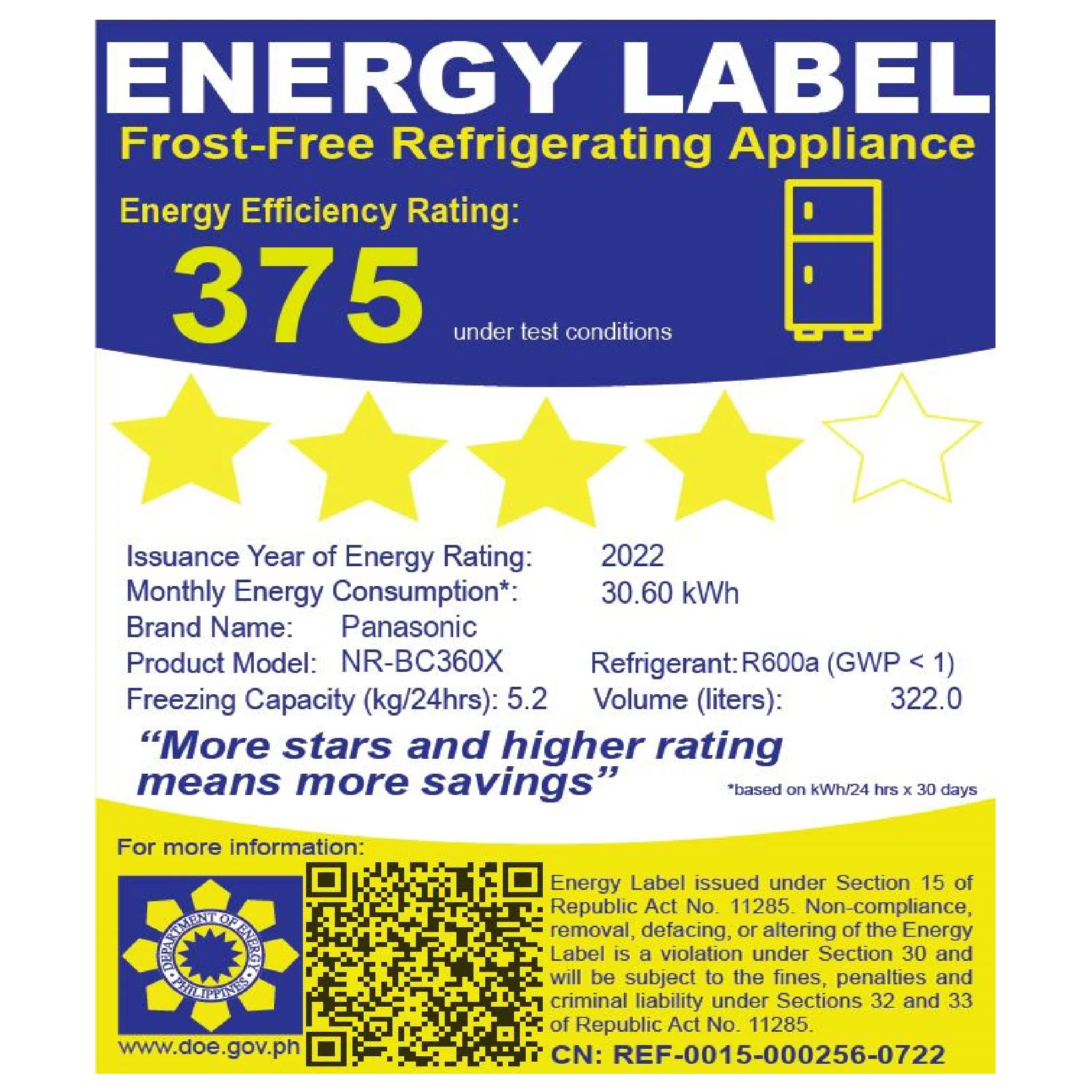 11.3 Cu. Ft. Bottom-Freezer Refrigerator Inverter