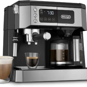 De'Longhi UPGRADED All-in-One Combination Coffee Maker & Espresso Machine + Advanced Adjustable Milk Frother for Cappuccino & Latte + Glass Coffee Pot 10-Cup, COM532M black