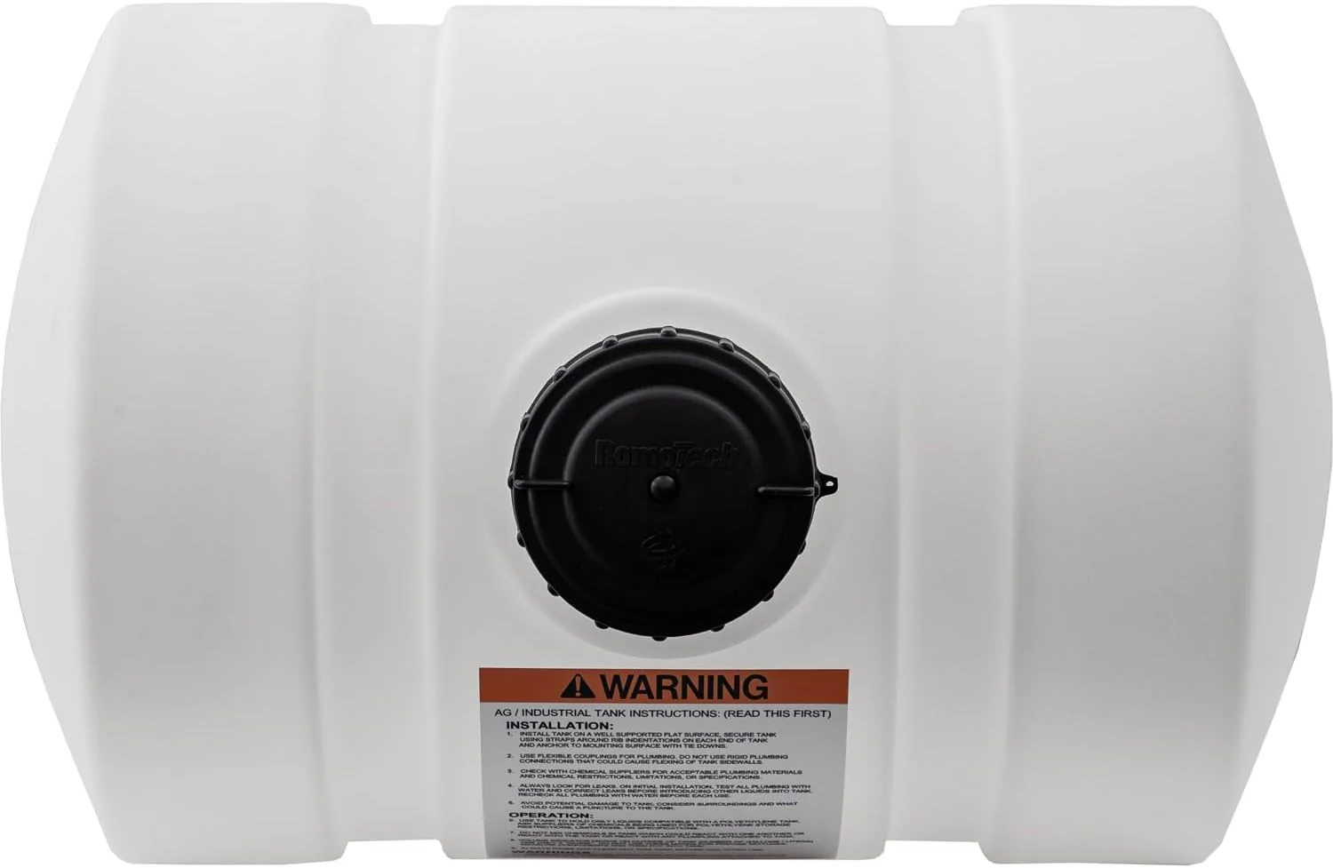 Horizontal Polyethylene Reservoir Water Tank with Legs, 550 Gallon, Made in the USA, Poly Tank for Water and Non-Flammable Liquids, Rust and Corrosion Proof