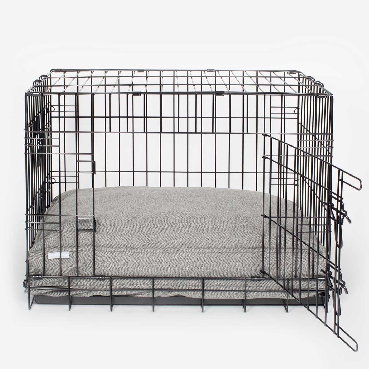Dog Cushion in Pewter Herringbone Tweed