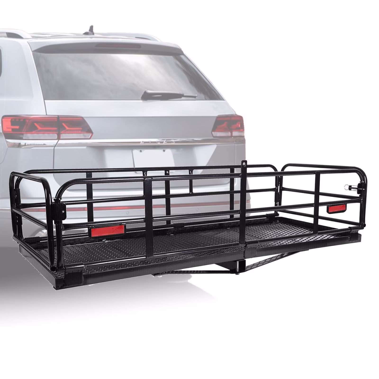 Kojem 500 Lbs Hitch Mount Cargo Carrier 60″ x 24″ x 14″ Folding Cargo Rack Rear Luggage Basket Fits 2″ Receiver for Car SUV Camping Traveling