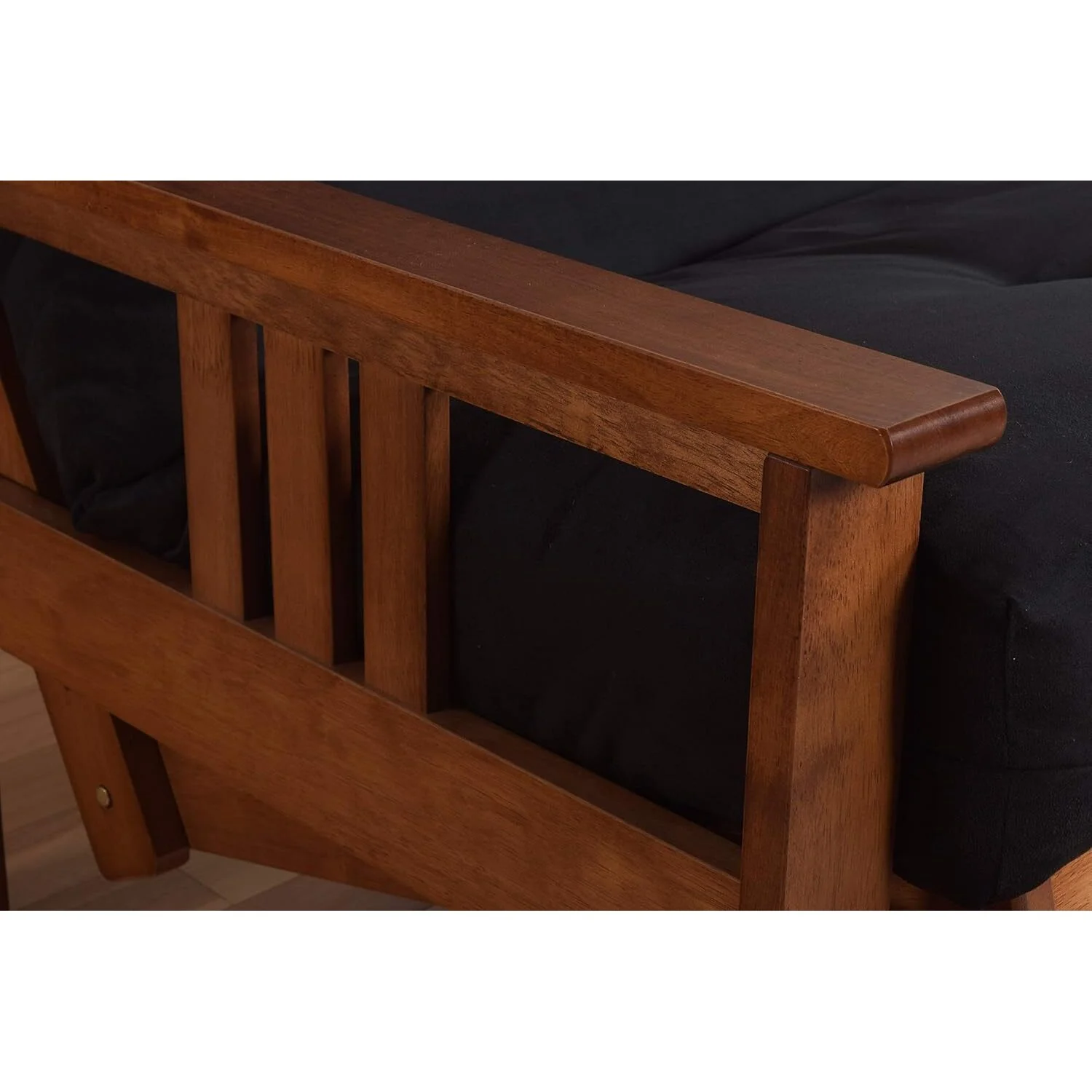 Homestock African Artifacts Full Size Futon Frame Set with Mattress, Easily Converts to Bed, Versatile Design Futon Frame for All Spaces, 33"H x 79"L x 37"D-Color:Linen Charcoal,Size:Barbados
