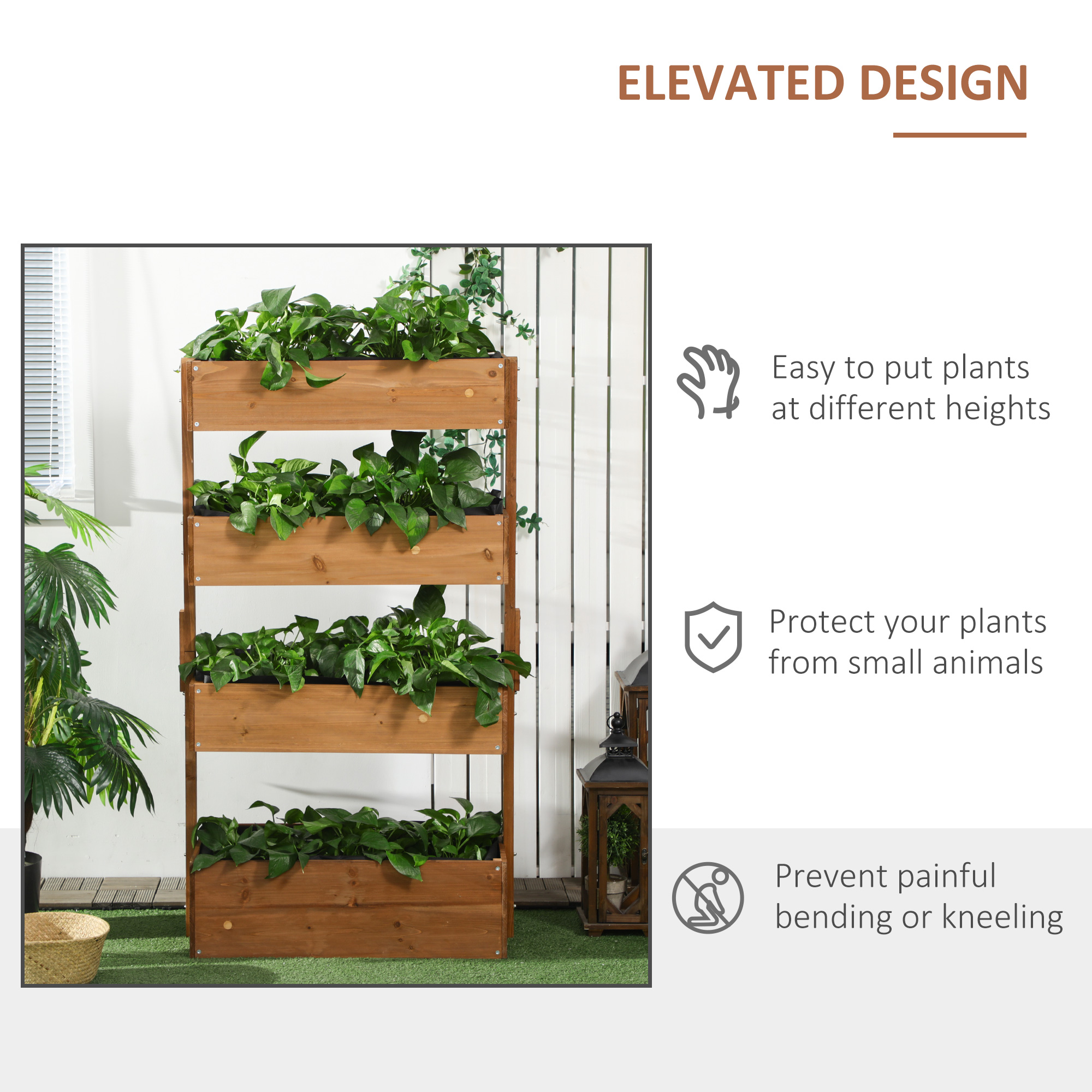 DUOSONG Outsunny Raised Garden Bed, 47" X 22" X 33", Elevated Wooden Planter Box W/ Lockable Wheels, Storage Shelf, And Bed Liner For Backyard, Patio, Natural Natural Wood Garden & Outdoor Garden