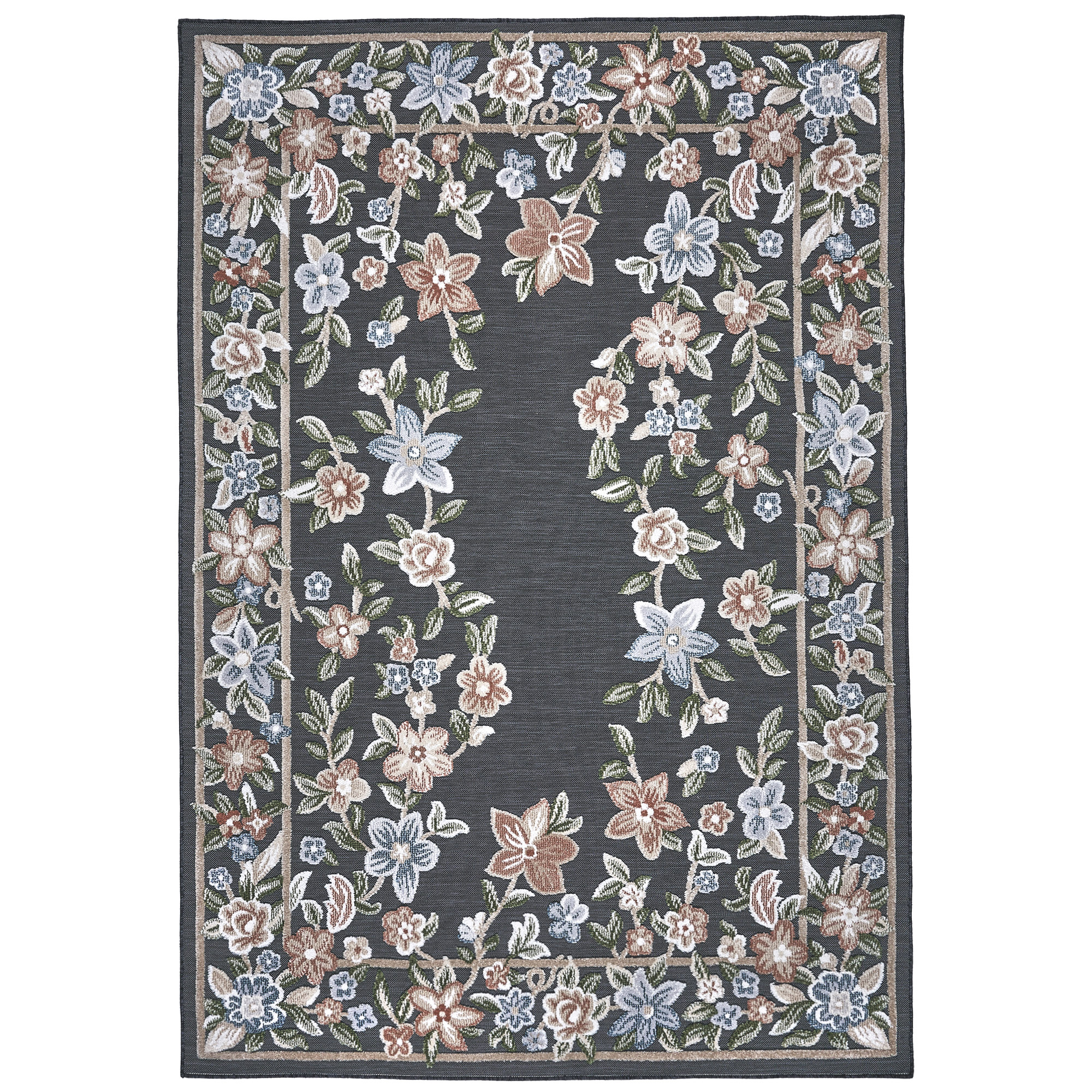 Laguna Indoor/Outdoor Area Rug, Beta Black, 6'6' x 9'6'