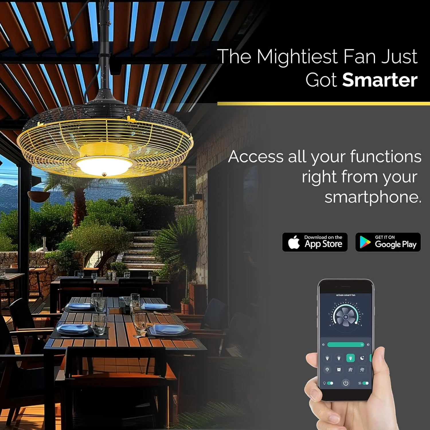 21” Outdoor Ceiling Fan with Light, Plug in Ceiling Fan with Remote, Gazebo Fans Outdoor Hanging for Patios Waterproof, Wet Rated Hanging Fan with App Control