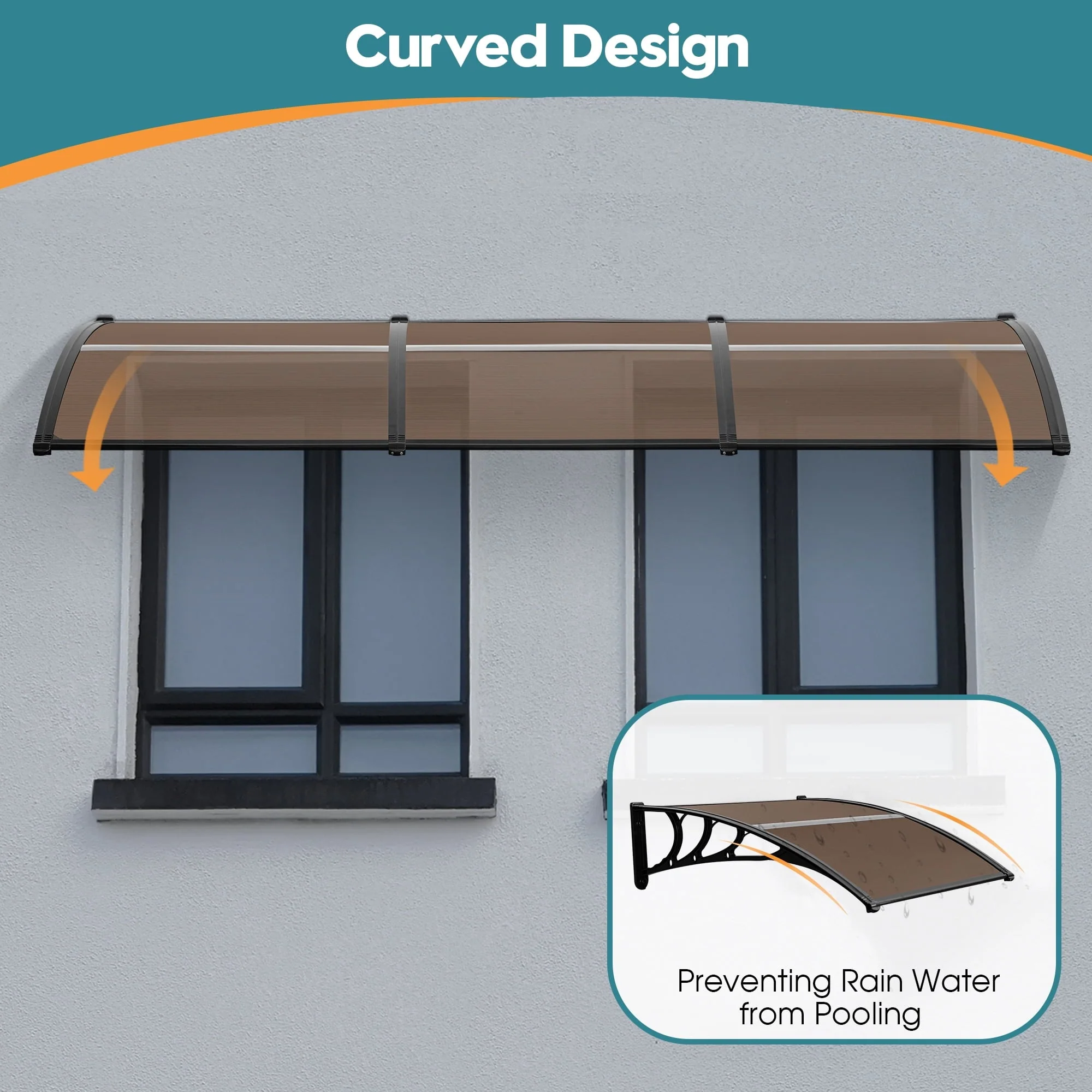 MCombo 10 ft. W x 3.5 ft. D Window & Door Awning Polycarbonate Canopy