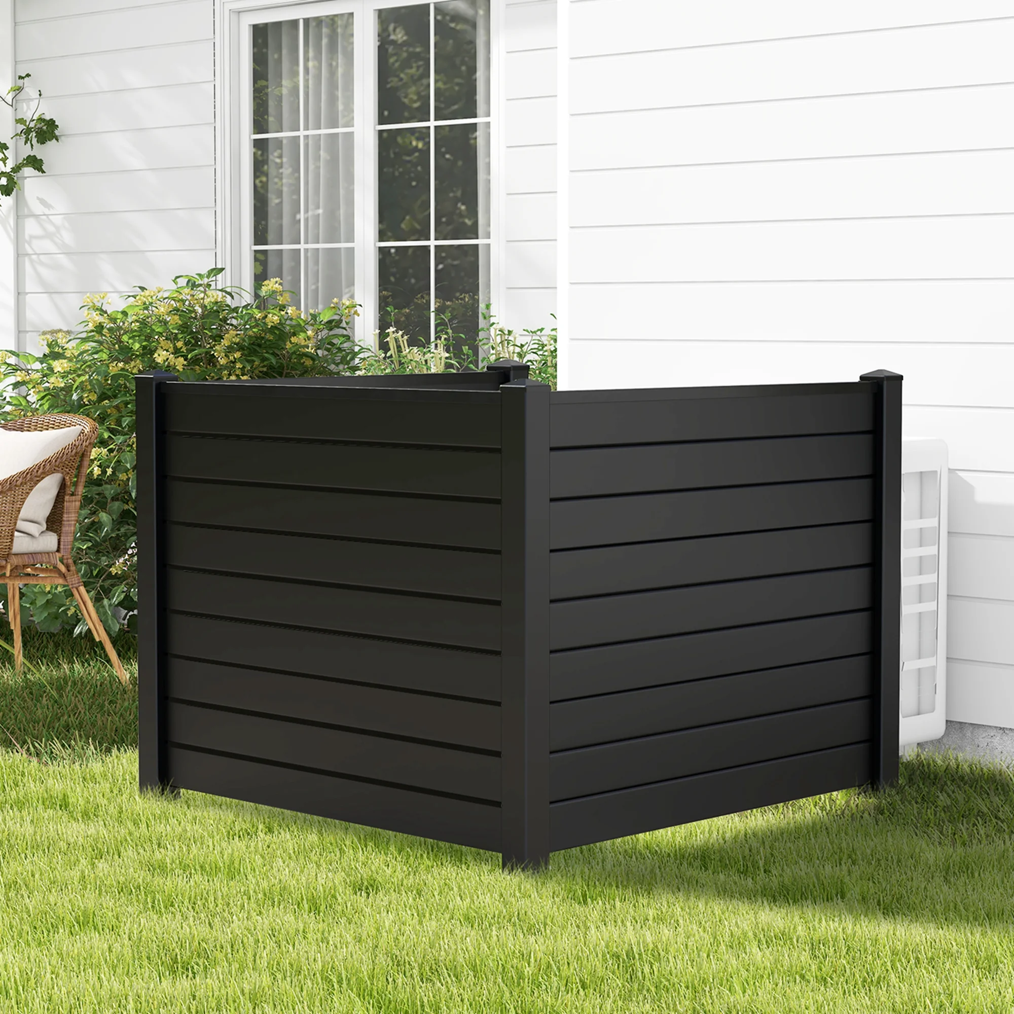 Costway 48"L x 37.5"H Air Conditioner Fence with 3 Ground Stakes