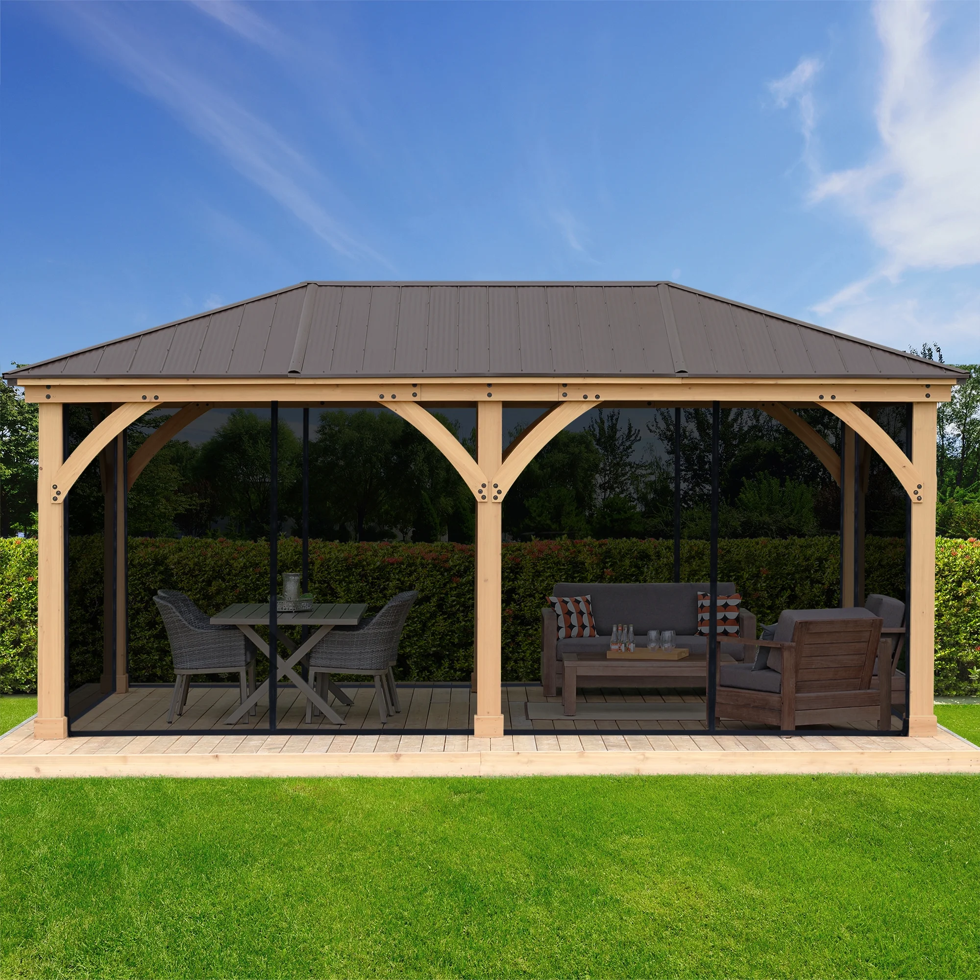 Yardistry Black Mosquito Screen Mesh Kit designed for the 12′ x 20′ Meridian Gazebo