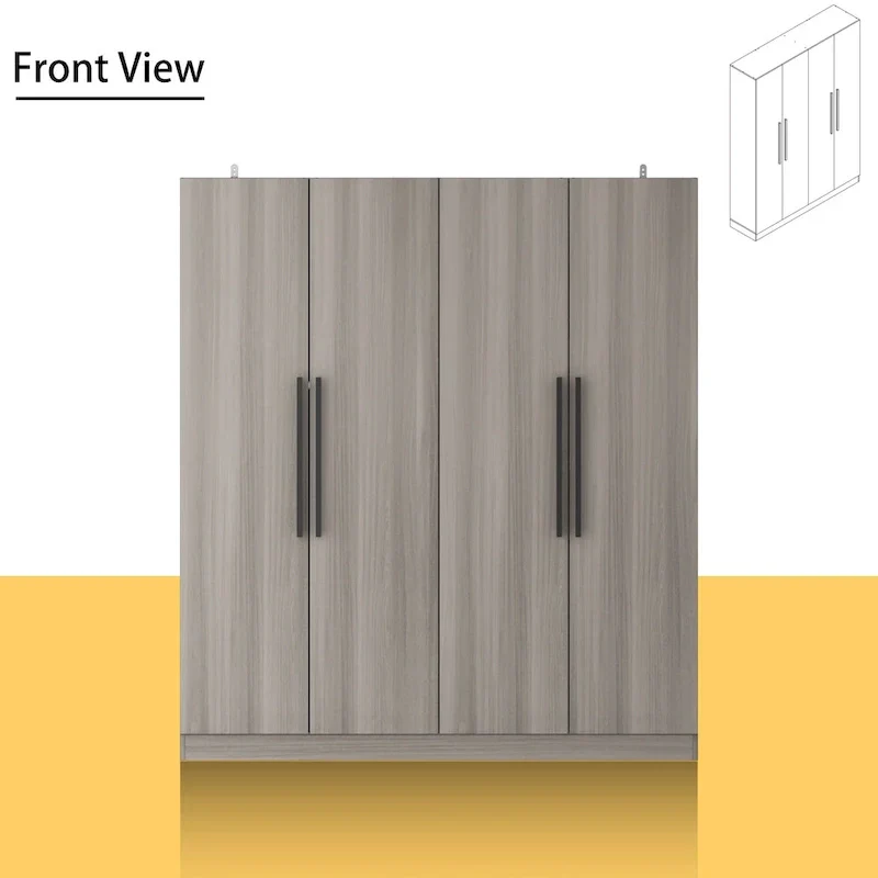 Modern Freestanding Solid Wood Wardrobe Closet With Storage Shelves