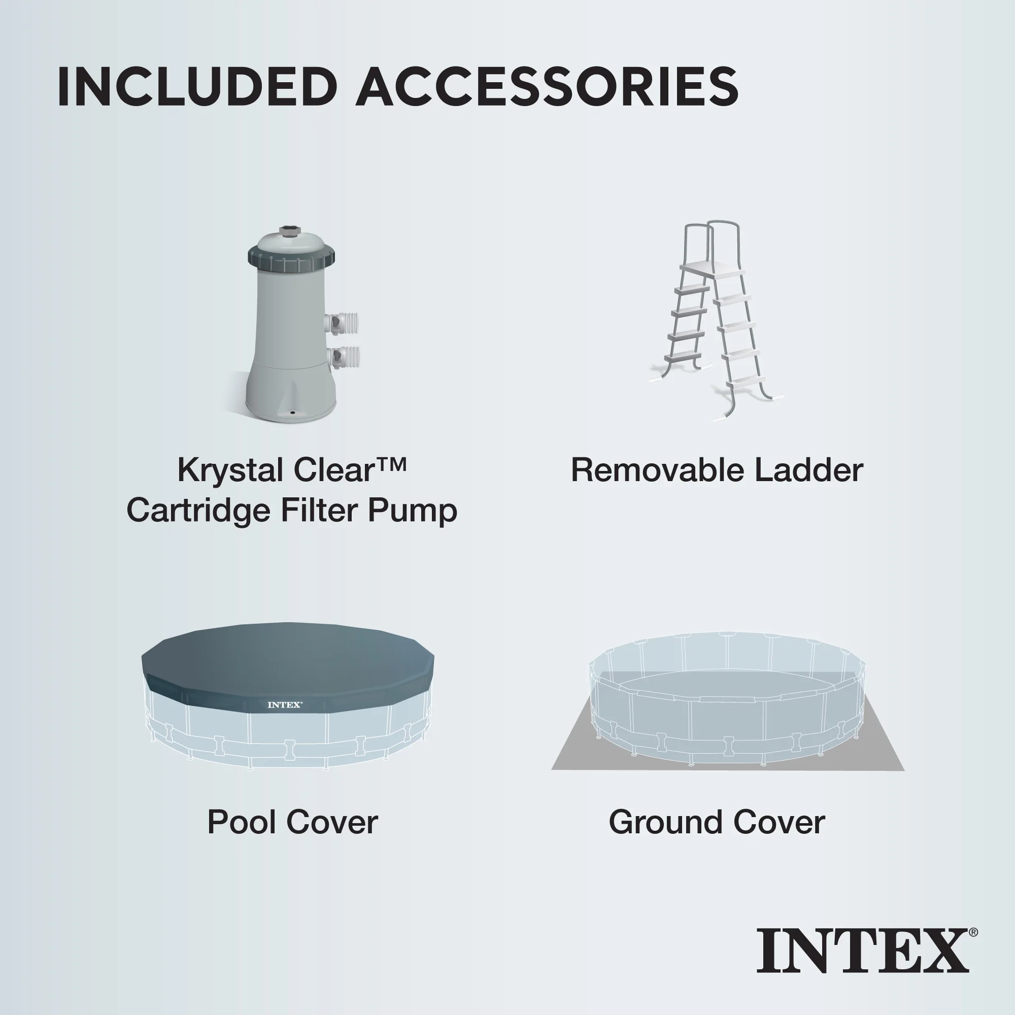 Intex Prism Frame 15' x 48" Pool Set with Ladder, Cover & Maintenance Kit