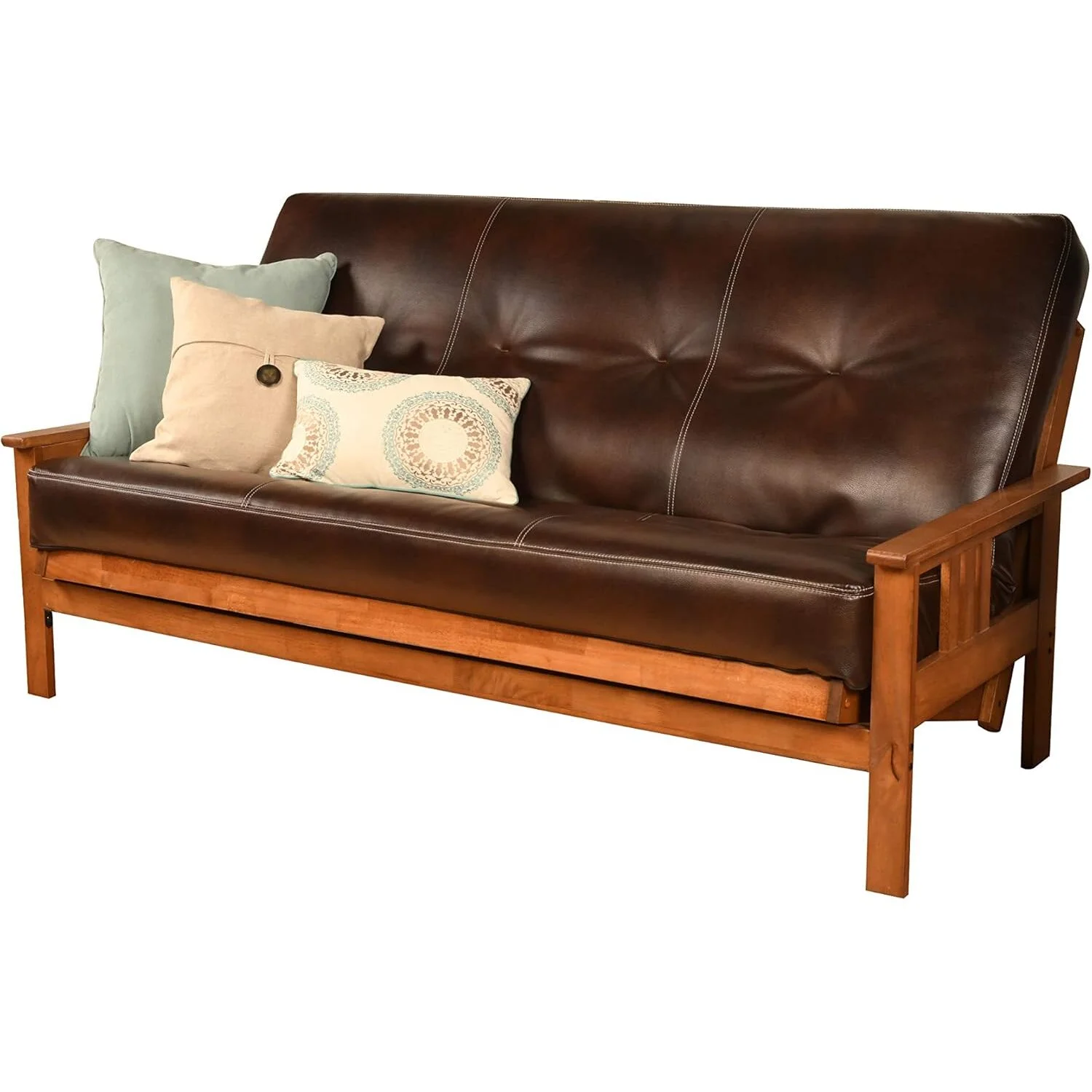 Homestock African Artifacts Full Size Futon Frame Set with Mattress, Easily Converts to Bed, Versatile Design Futon Frame for All Spaces, 33"H x 79"L x 37"D-Color:Linen Charcoal,Size:Barbados