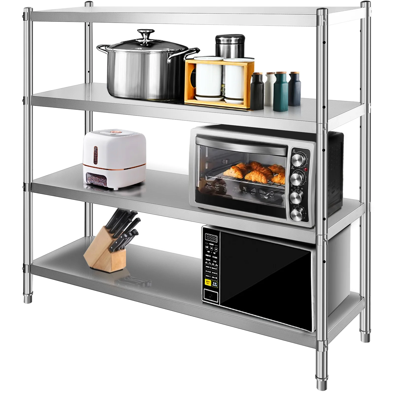 KFFKFF Storage Rack, Quad-Level Metal Shelves, Organizational Shelf Unit, Dimensions 70.9 x 17.7 x 59.1 Inches, Robust Storage Rack Shelving, Total Load Capacity 1320 Lbs, Height Modifiable