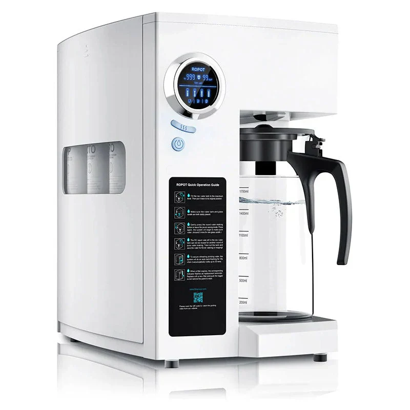 RO100ROPOT-UV Reverse Osmosis System Countertop Water Filter – 6 Stage Purification with UV and Remineralization, Counter RO Filtration, Portable Water Purifier