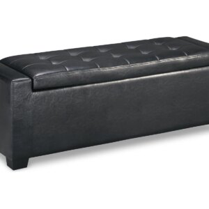 Signature Design by Ashley Contemporary Benches Upholstered Storage Bench  Black