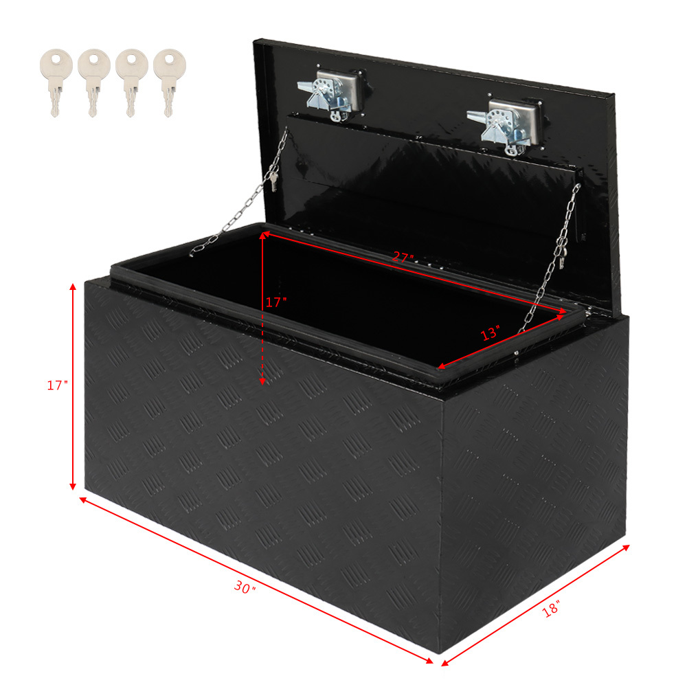 IVV Aluminum Truck Trailer Tool Box Pickup Underbody Truck Bed Storage Toolbox RV Trailer Organizer with T-Handle Latch Dual Lock Keys - Black, 42"L x 18"W x 17"H