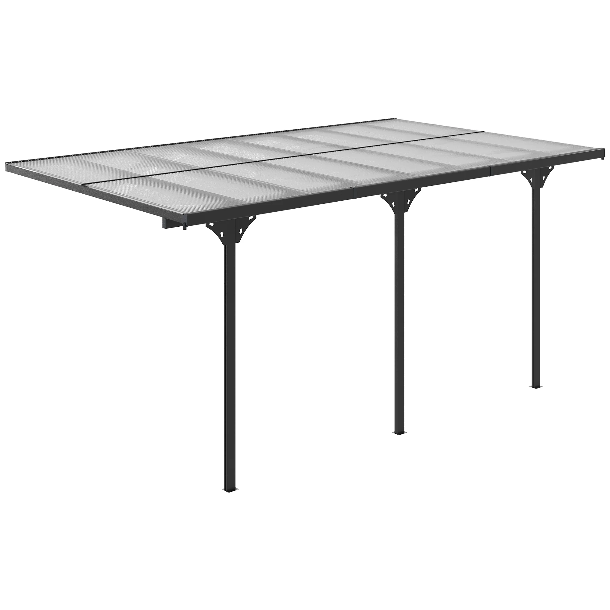 Outsunny 14.5' x 10' Transparent Wall Pergola, UV Blocking Awning, Gray