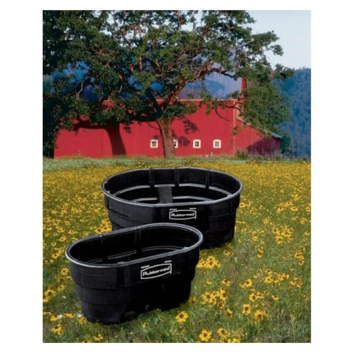 2025 Rubbermaid FG424500BLA Stock Tank, 150 Gal Capacity, Plastic, Black