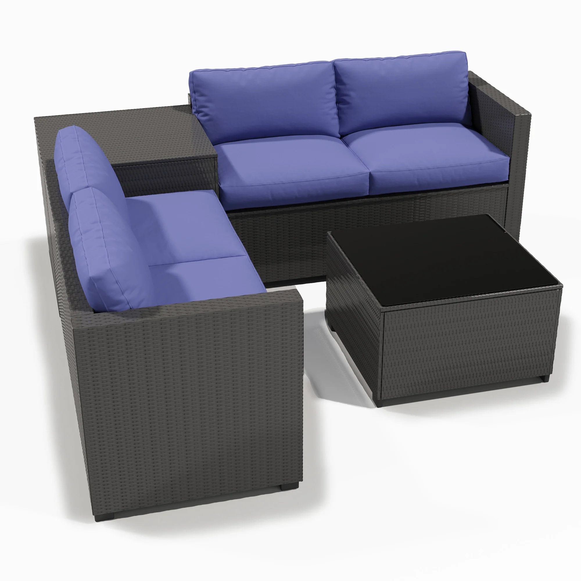 Ainfox 7 Pcs Outdoor Patio Furniture Sofa Set, Grey Rattan Grey Cushion