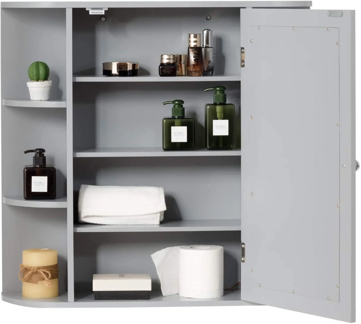 Giantex Bathroom Mirror Cabinet, Modern Wall Cabinet with Mirror, Medicine Cabinet with Mirror, Ideal for Bathroom, Dressing Room or Living Room, 26 x 6.5 x 25 inches (White)