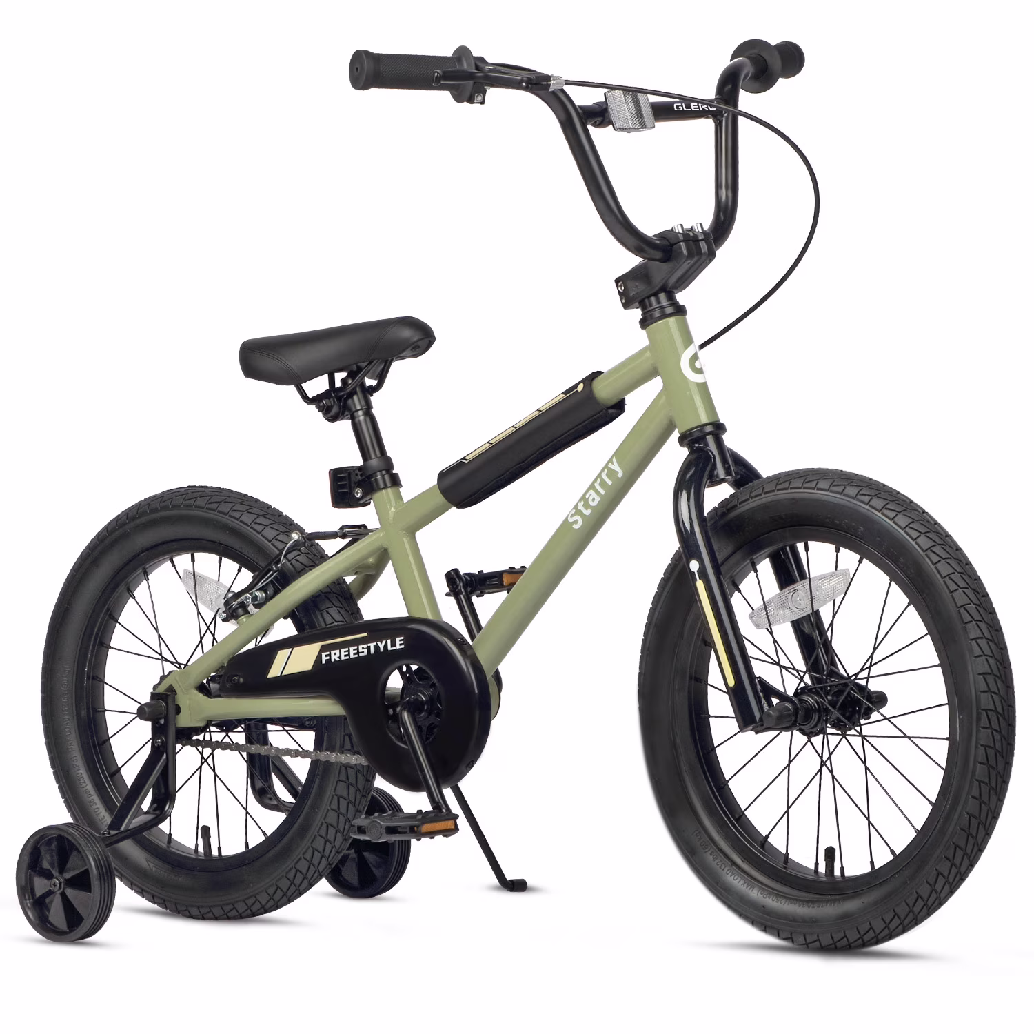 Glerc 14 Inch Little Kids Bike BMX Style Bicycle with Training Wheels Coaster Brake for 3 4 5 Years Old Boys Girls, Blue