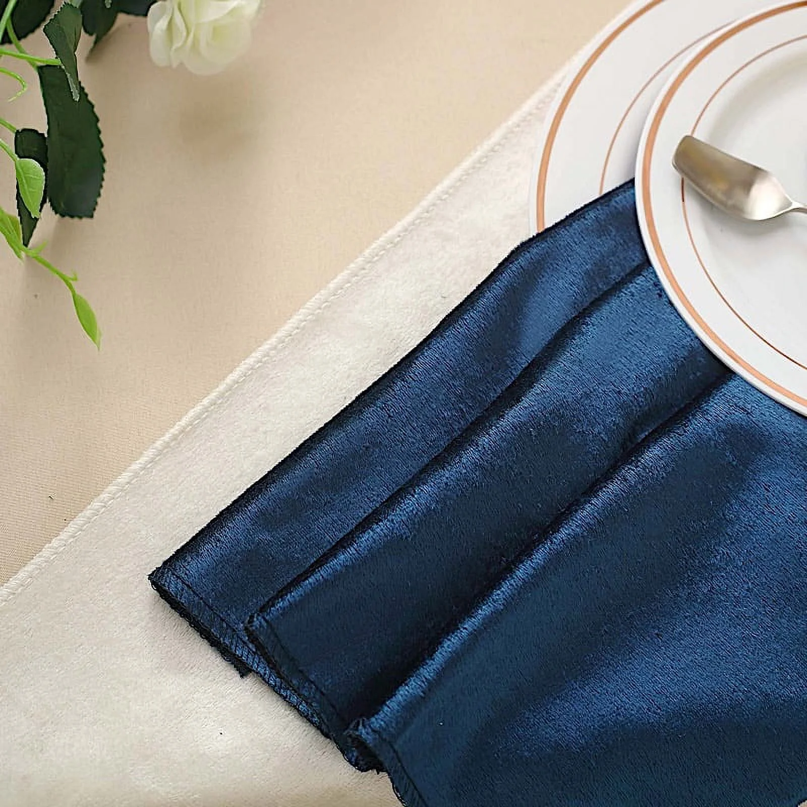 BalsaCircle 100 Pieces 20″ x 20″ Navy Blue Premium Velvet Napkins Linens