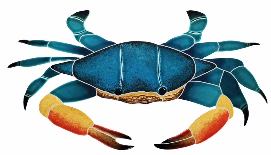 Artistry in Mosaics Blue Swimmer Crab Ceramic Swimming Pool Mosaic 7″ x 12″
