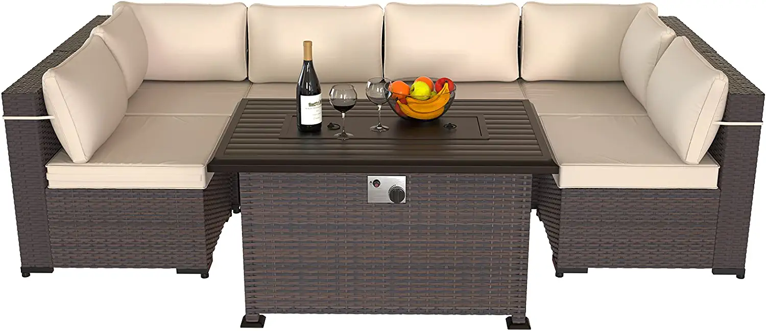 ALAULM 43" x 27.6" Propane Gas Fire Pit Table with Adjustable Flame