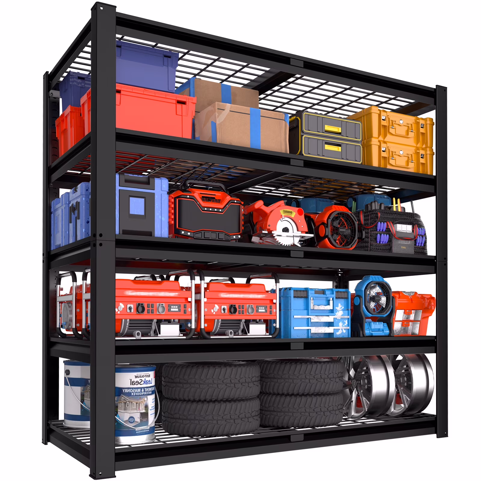 TrumanPick Storage Shelves 2500LBS Metal Wire Shelving Units Garage Storage Rack 48″W x 18″D x 72″H Heavy Duty Adjustable Industrial Shelving