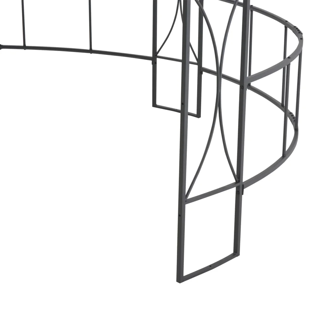 vidaXL Outdoor 9.8 x 9.5 Round Canopy Pavilion, UV & Water-Resistant, White & Black