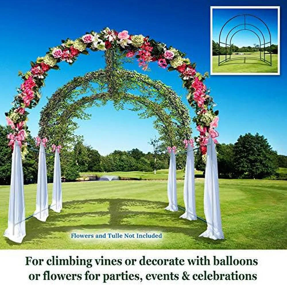 Large Garden Support Arch Frame Climbing Plant Arch Arbor for Various Climbing Plant Roses Vines Birthday Wedding Party Decoration Pergola Frame (6.5 x 7 x 7.2ft)
