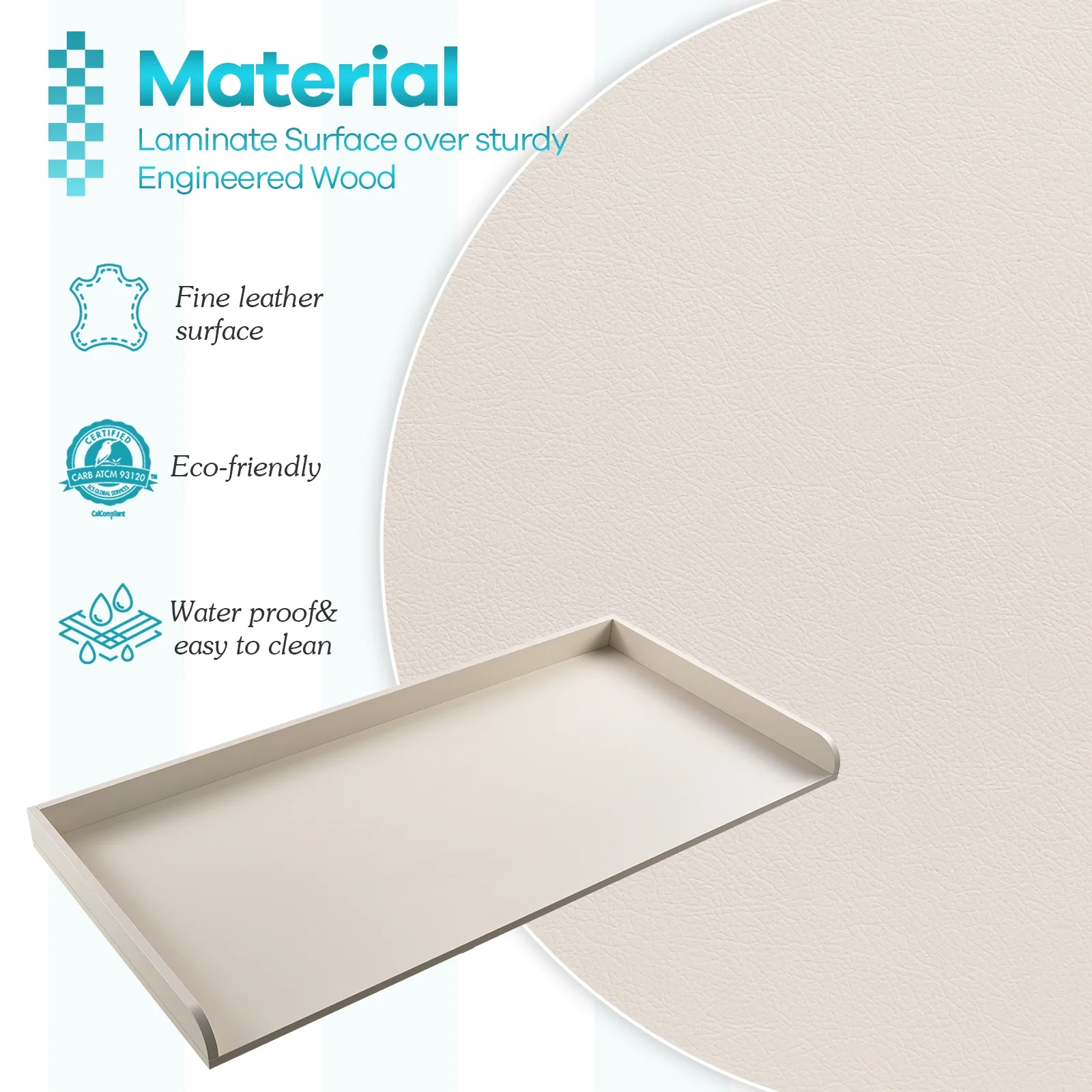 Kaboon Washer Dryer Countertop with Edge Rails, 27.5" x 54", Light Walnut