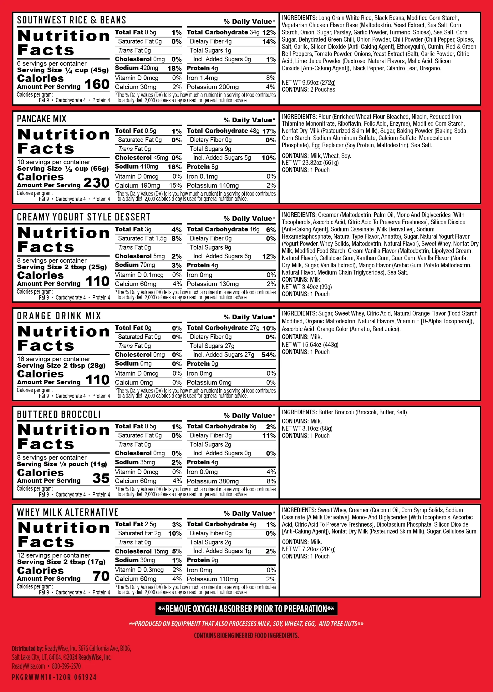 ReadyWise Emergency Food Supply, 120 Serving Entree and Beverage