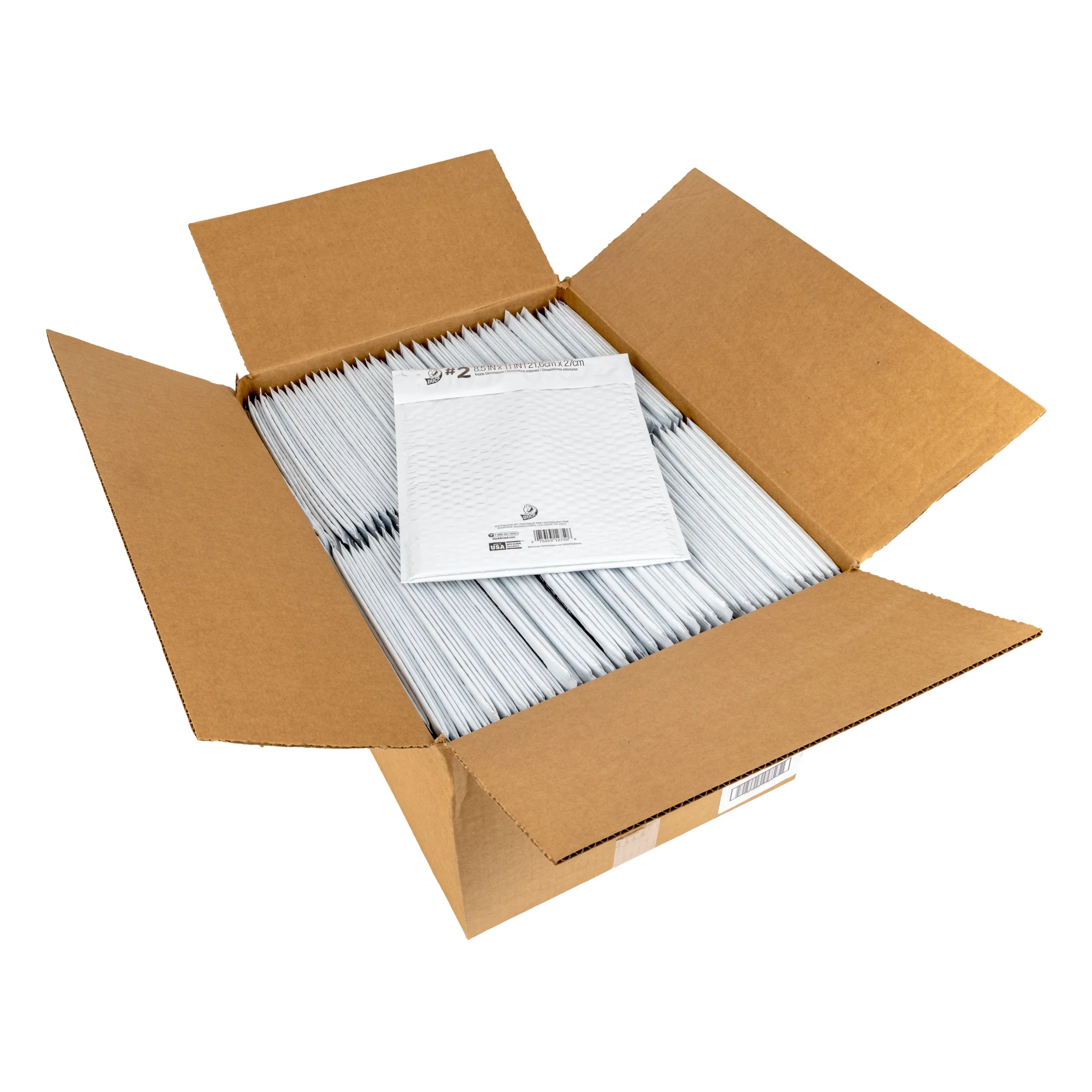 Duck Brand #2 Gusseted Poly Bubble Mailer - White, 100 pk, 8.5 in. x 11 in.