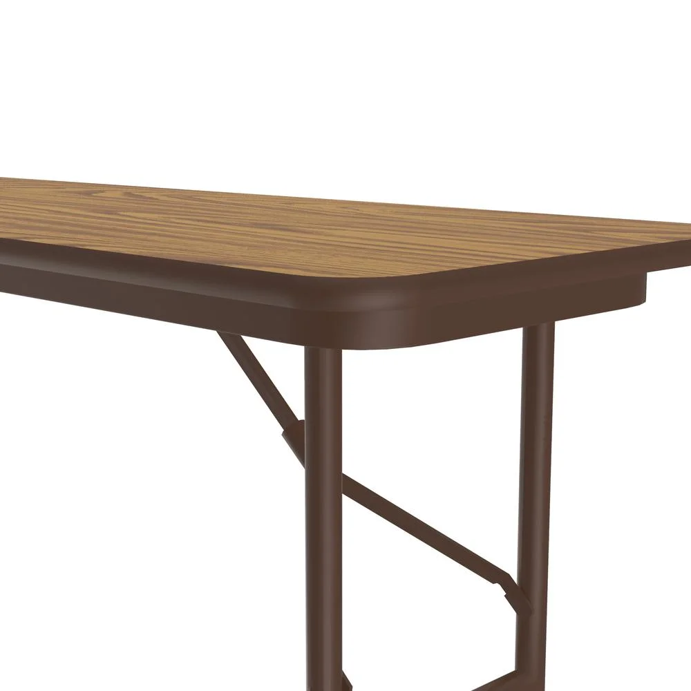 Correll 18"W x 60"D Melamine Top Folding Table in Medium Oak