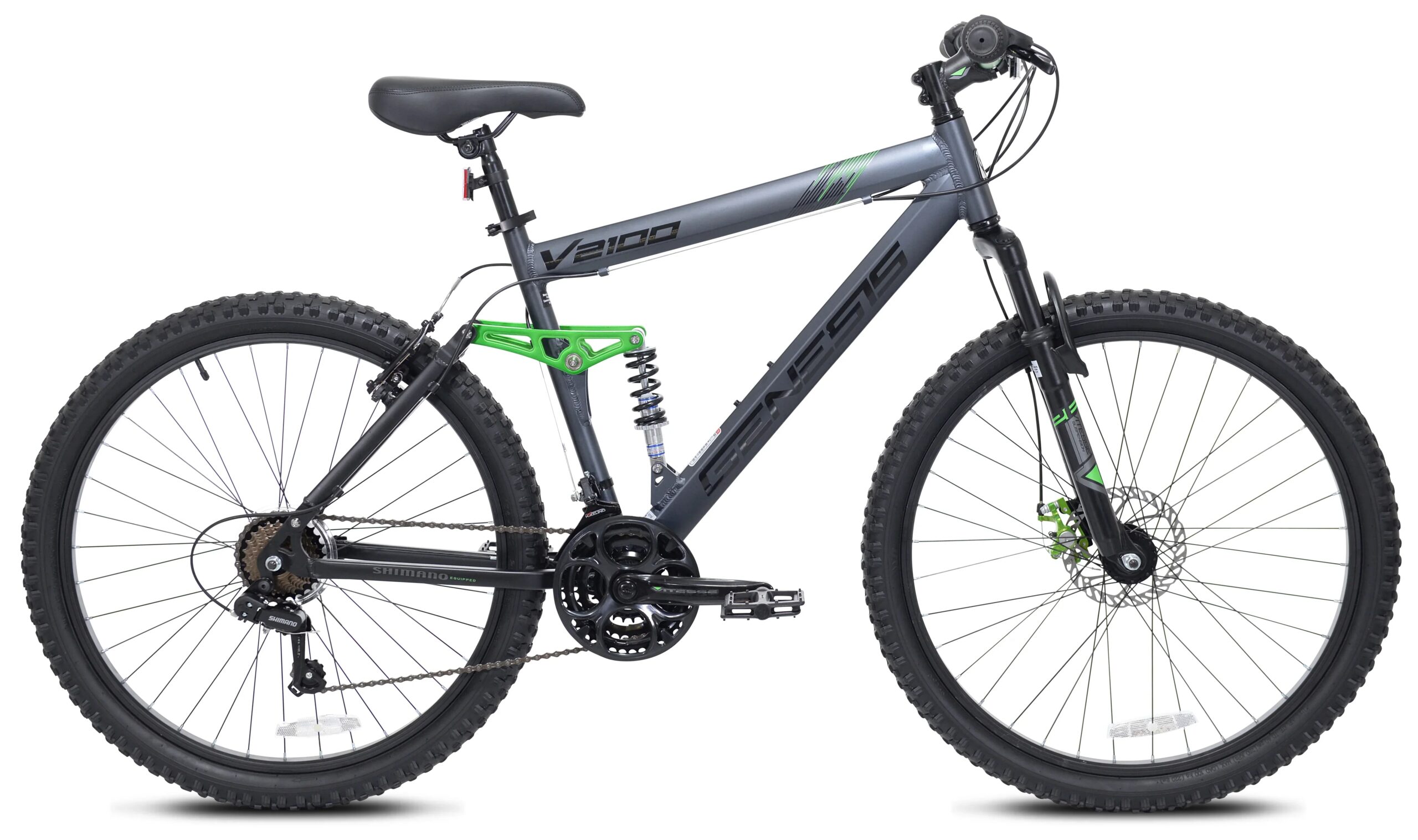 Genesis V2100 Men’s Dual Suspension Mountain Bike, 26in, Slate Gray
