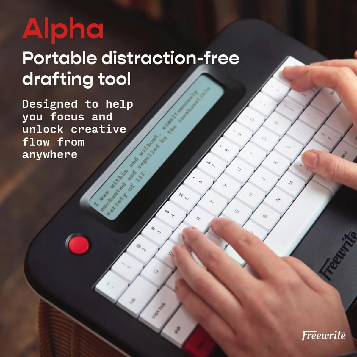Freewrite Alpha Digital Typewriter – Backlit LCD, Wi-Fi Backup